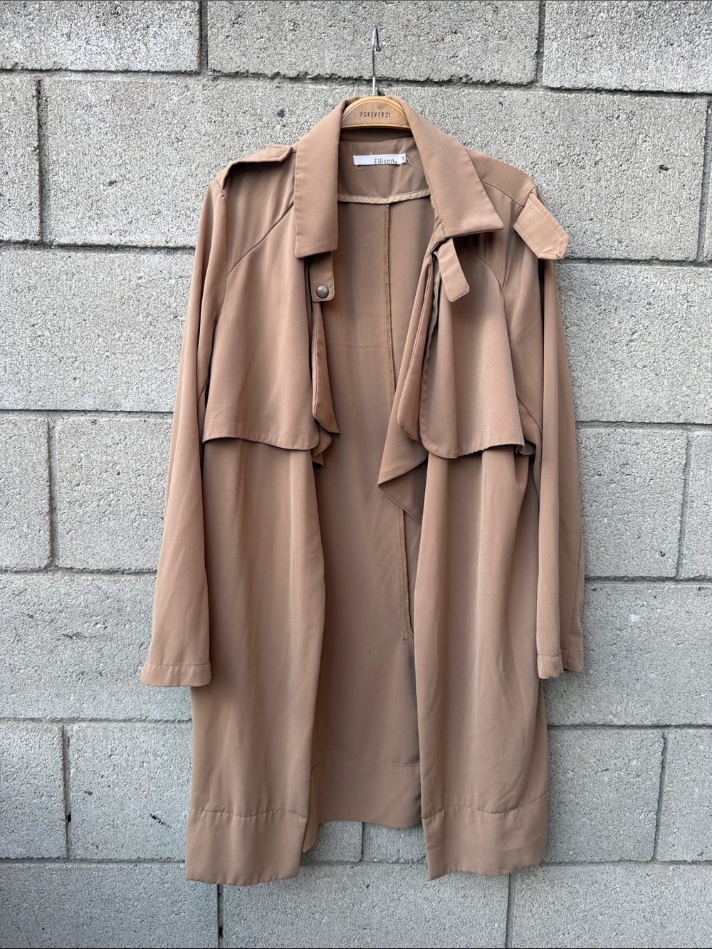 Light Brown Women's Trench Coat - Classic Draped Design
